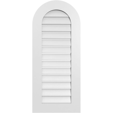 Ekena Millwork Round Top Surface Mount PVC Gable Vent: Functional, w/ 3-1/2"W x 1"P Standard Frame, 18"W x 42"H GVPRT18X4201SF